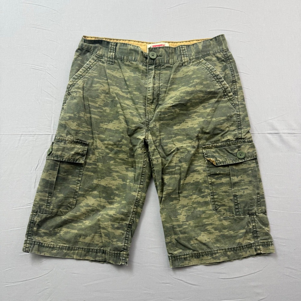 Levis Boys Camo Cargo‎ Shorts Green Digital Camouflage Size 18 Reg W29